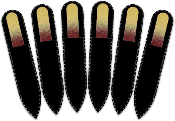 Mont Bleu Rainbow Crystal Nail File in Black Pouch - Small/Purse Size - Czech Tempered Glass - Handmade in Bohemia (Czech Republic)