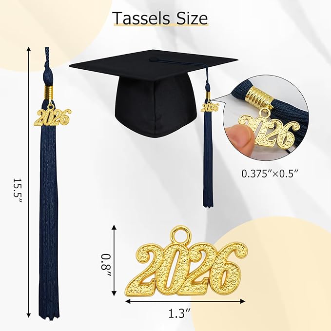 GraduationMall Single&Multiple Color Graduation Tassel with 2026 Year Charm 9"