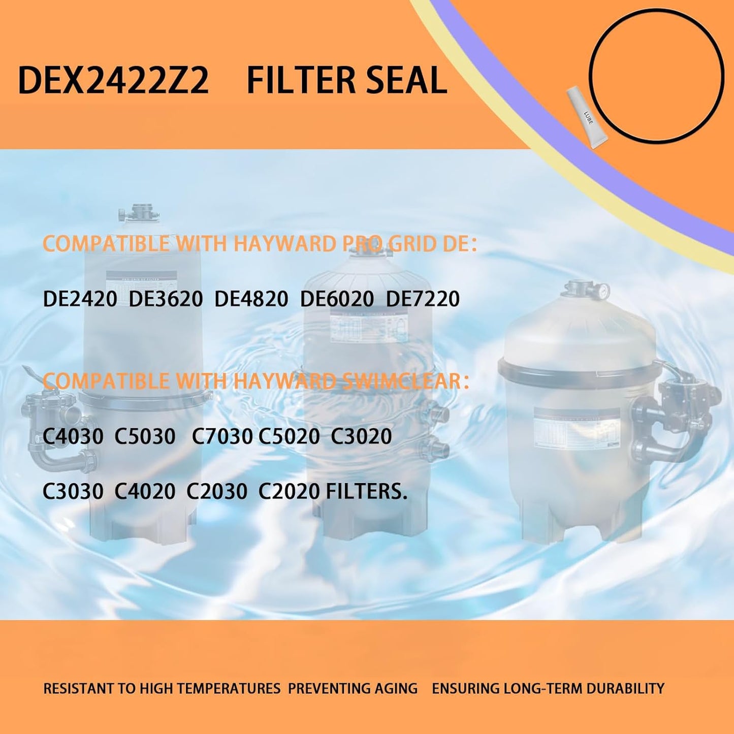supeiqality Upgrade DEX2422Z2 Filter Seal Compatible with Hayward Pro-Grid DE DE2420 DE3620 DE4820 SwimClear Filters C2030 C3030 C5025 C5030 C2020 C3020 C4020 Pool Filter Parts 2-Year Warranty