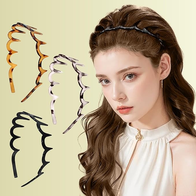 Metal Hair Bands Spring Wavy Hair Hoop Hairband (3pcs)……