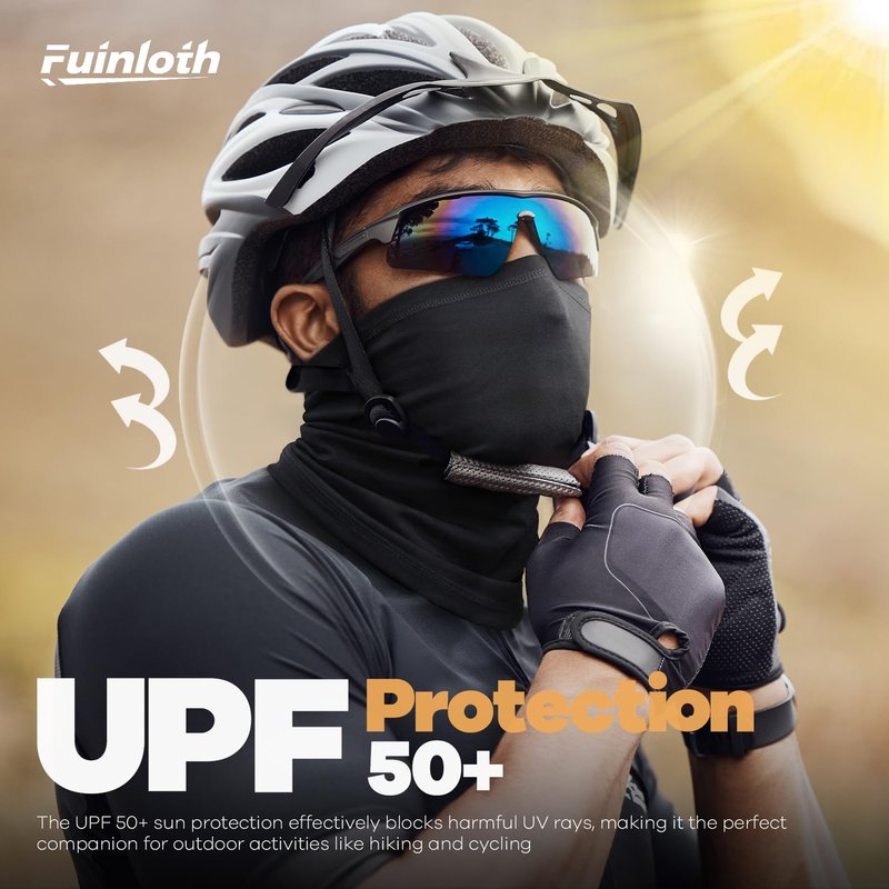 Fuinloth Neck Gaiter, 6 Pack Cooling UV Protection Bandana Face Mask Gator Scarf for Men Women Black+Gray+White+Green+Neon Yellow+Orange