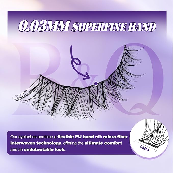 B&Q Wispy Lash Clusters Kit, Natural 01, Individual False Eyelashes Extension Set, Undetectable Natural Look for Effortless Day-to-Night Beauty, from Office Elegance to Date Night Glamour(8-16mix)