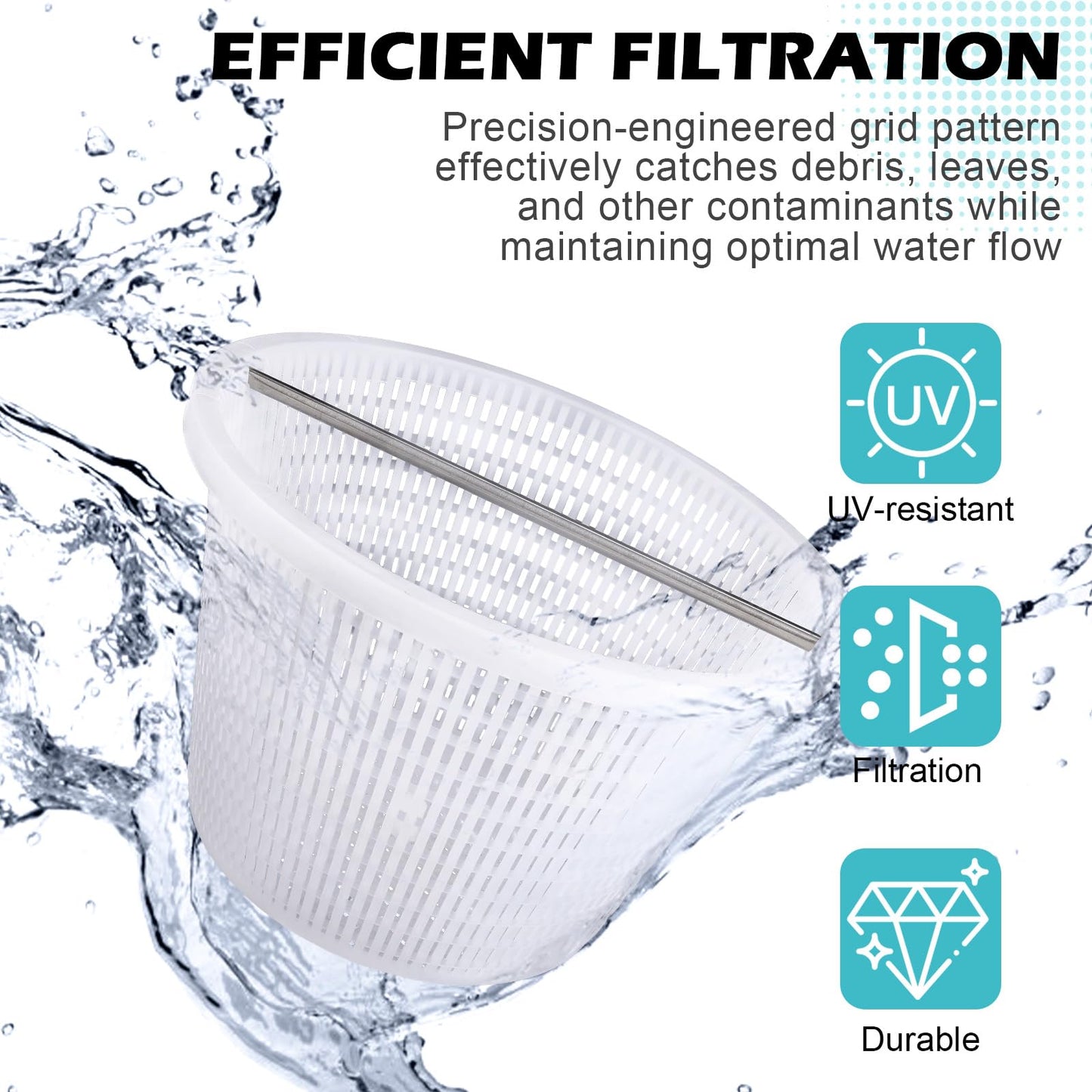 ZTTM Skimmer Basket with Handle, for Pentair 08650-0007 08650-0007Z Sta-Rite U-3 White