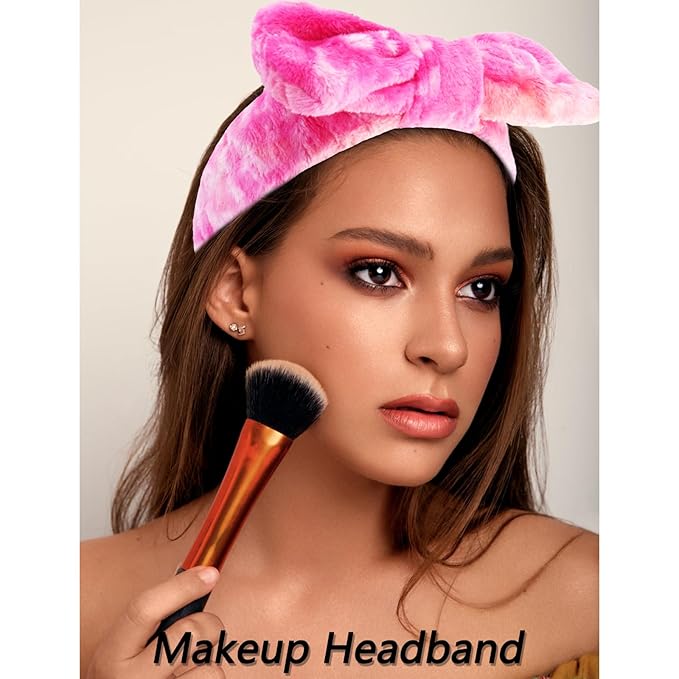 VELSCRUN Spa Headband, Makeup Face Wash Skincare Headbands, Bow Hair Band Party Favors for Washing Face, Stocking Stuffers For Women Teen Girls Christmas Gifts Hair Accessories Multicolor