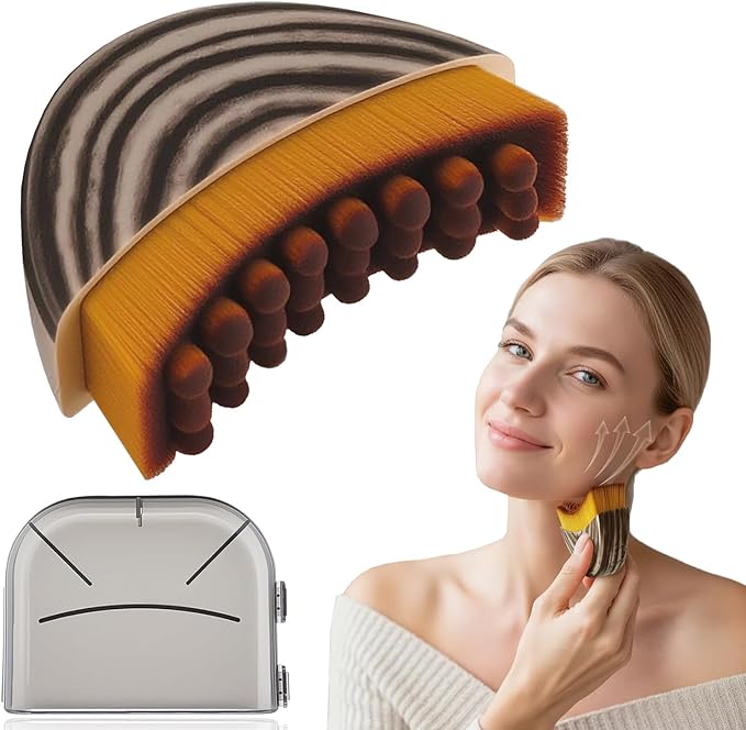 Lymphatic Contour Face Brush, Facial Massage Brush for Sculpting - Anti-Puffiness, Detox & Lift, Dry Brushing Face, Ergonomically Designed to Fit The Skin Precisely and Relieve Fatigue