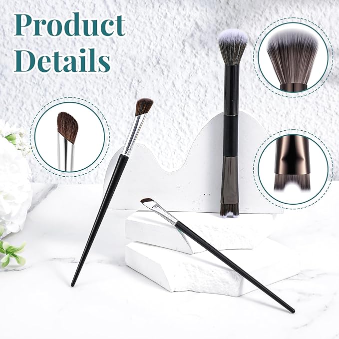 3 Pcs Sculpting Dual-End Nose Brush, 2-in-1 Nose Contour Brush Angled Makeup Brushes Blush Brushes for Sculpting and Defining Contour