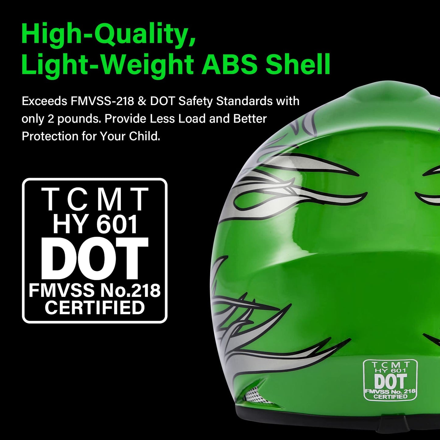 TCMT Youth Dirt Bike Helmet DOT Certified - Kids Full Face Motocross ATV Helmet with Goggles, Gloves and Helmet Bag for Off-Road, BMX, MX, Street Riding