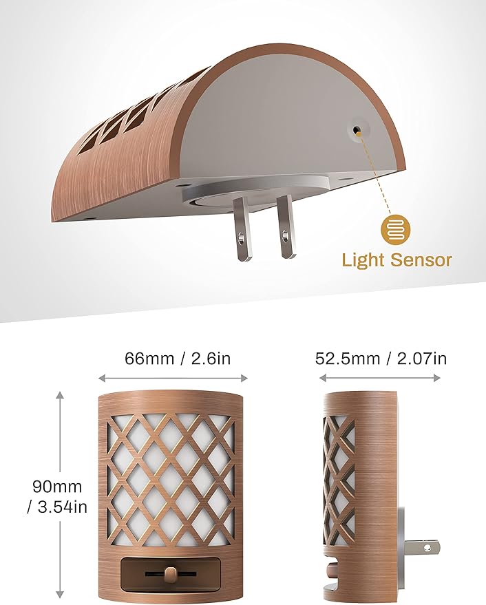 DORESshop Night Light, Night Lights Plug Into Wall [2 Pack], Plug in Night Light, Nightlight, Dusk to Dawn Sensor, Adjustable Brightness Night Lights for Bathroom, Hallway, Stairway, Soft White