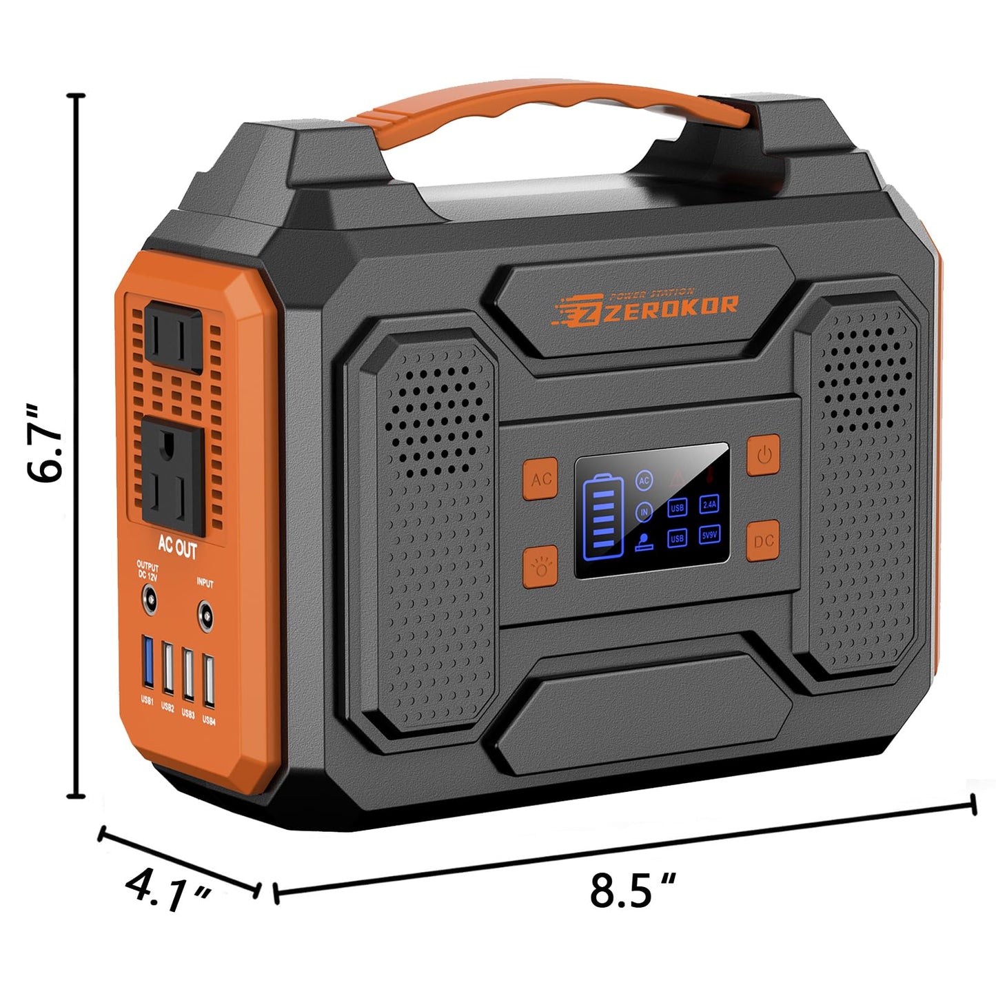 Portable Solar Generator, 300W Portable Power Station with Foldable 60W Solar Panel,110V Pure Sine Wave 280Wh Battery Power Pack with USB DC AC Outlet for Camping Smart Devices RV Van Outdoor-Orange