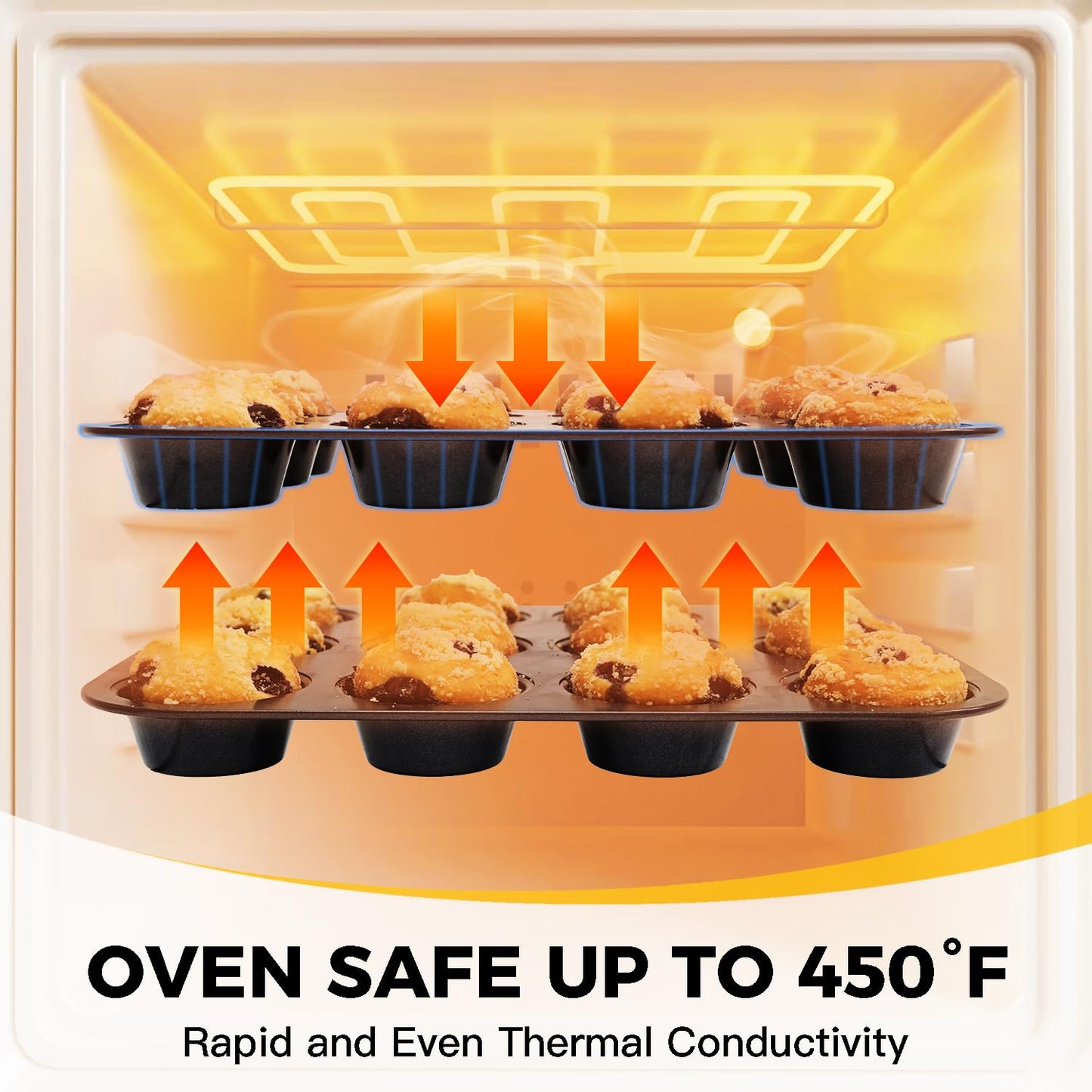 HONGBAKE Bakeware Sets, Baking Pans Set with Kitchen Utensils, Nonstick Oven Pan with Wider Grips, 17 Pieces Including Rack, Cookie Sheet, Cake, Loaf, Muffin, Pizza Pan