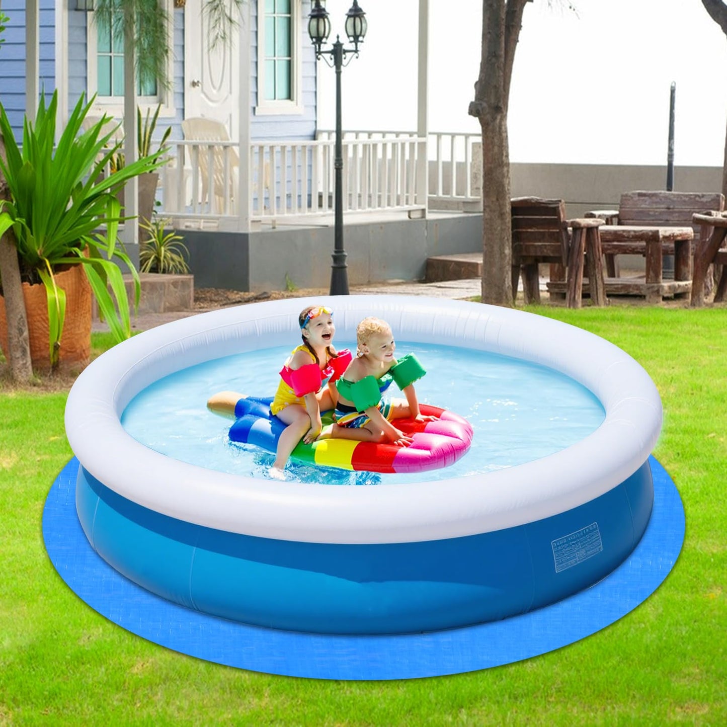 YEXEXINM 11Ft Round Pool Ground Cloths Swimming Pool Ground Cloth,Round Pool Liner Pad for 10ft Above Ground Swimming Pool,Heavy Duty Pool Ground Mat Protector to Prevent Puncture Pool Ground Tarp