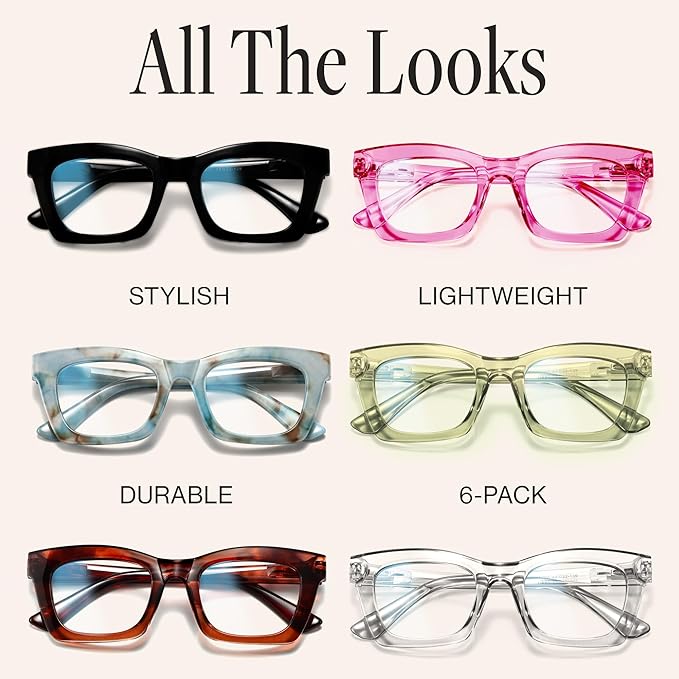 CCVOO 2.5 Oprah Style Reading Glasses for Women, Stylish Eyeglasses, Blue Light Readers for Women, Cheaters, (A8 Glow Theory)