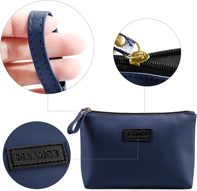 Cosmetic Bags for Women Small Makeup Bag for Purse Pu Leather Makeup Pouch Travel Makeup Bag with Zipper Make Up Bag for Travelling
