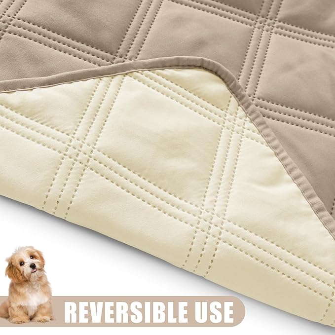 Smiry Waterproof Dog Bed Cover Blanket 30x70, Soft Reversible Pet Blanket, Washable Leakproof Cats Dogs Couch Cover for Sofa, Couch, Furniture, Taupe/Beige