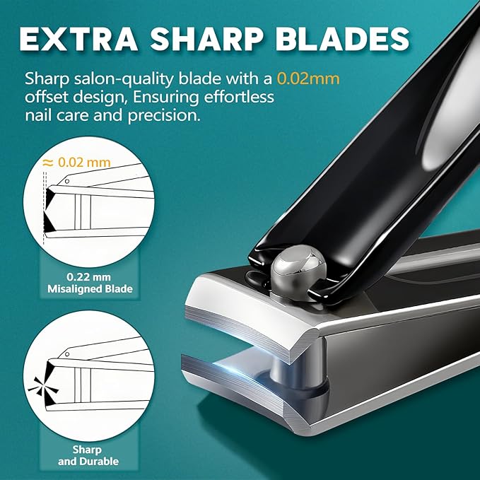 Pro 5-in-1 Nail Clippers Set for Men & Women. Ultra Sharp Stainless Steel Manicure Kit w/Angled Trimmer in Luxury Leather Case. Travel & Home Use