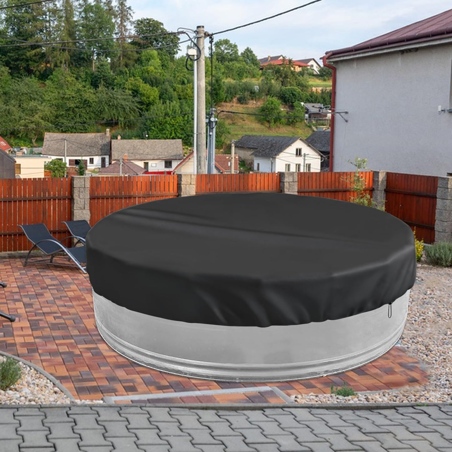 8ft Extra Large Round Stock Tank Pool Cover,Steel Round Stock Tank Pools Cover for Protection from Debris, Leaves, Dust - Waterproof and UV Resistant,Stock Tank Pools Cover with Drawstring Design