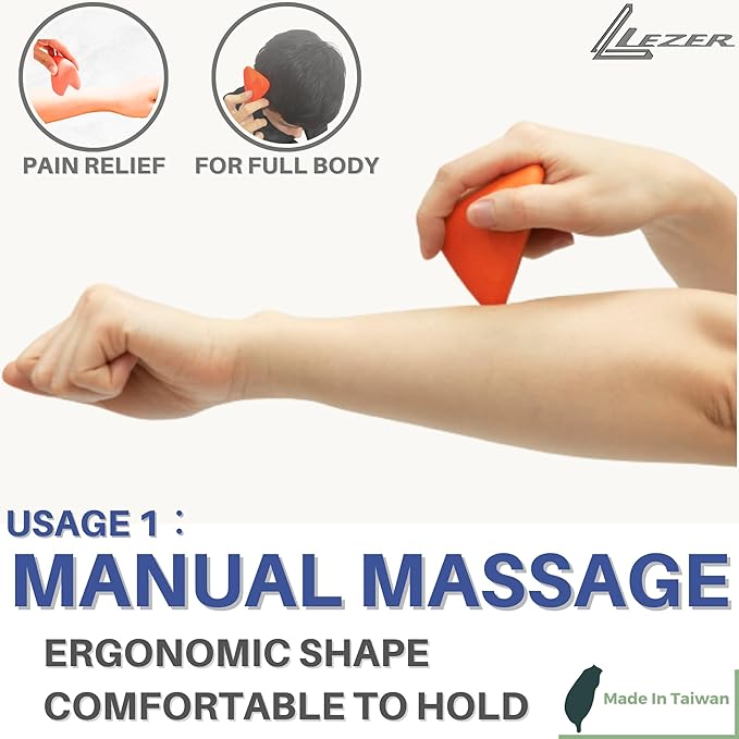 LEZER Trigger Massage Point, Manual Massage Ball, Hip Hook, Muscle Knot Release Tool, Deep Tissue Relief, Hip Flexor Iliacus Back Psoas Hand Foot Myofascial, Physical Therapy, 2.9 inｘ2.1 in（Orange）