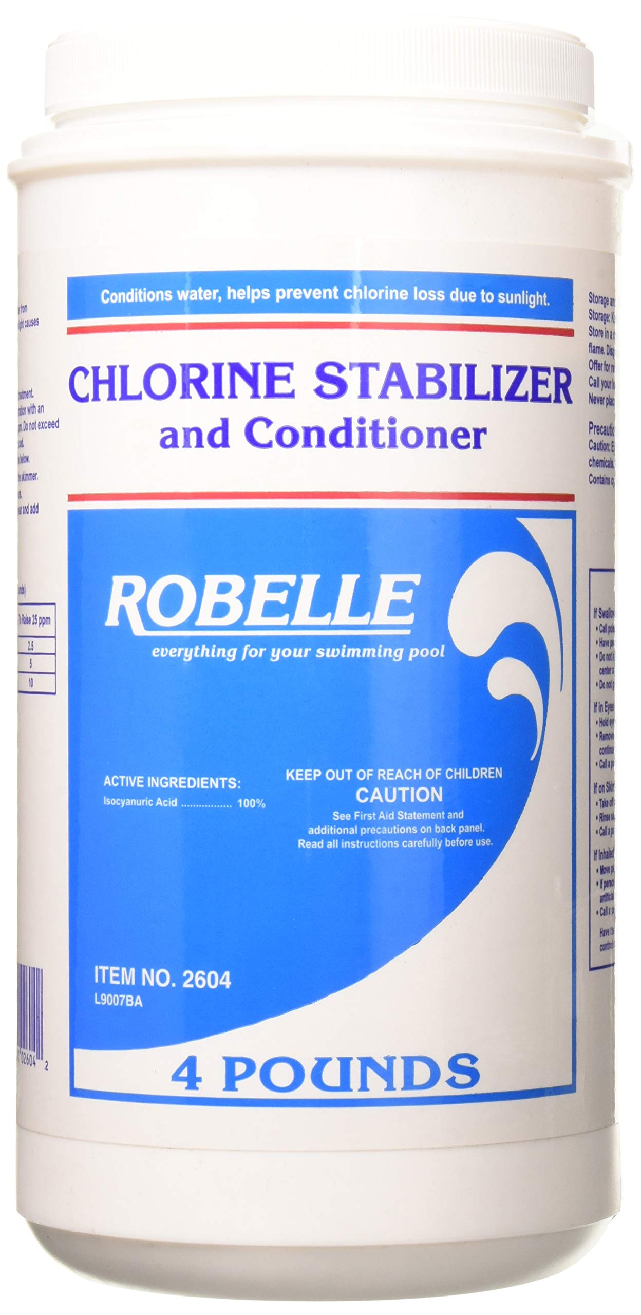 Robelle 4-Pounds Premium Chlorine Stabilizer and Conditioner, Concentrated Cyanuric Acid for Pools, Pool Stabilizer, Helps Chlorine Last Longer, Made in USA