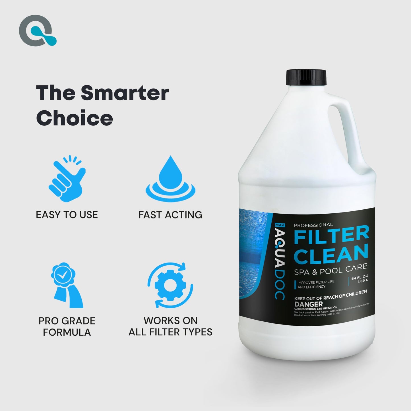 AquaDoc Spa & Hot Tub Filter Cleaner Soak - 64oz - Pool Filter Cleaner & Cartridge Cleaning Solution - Made in USA