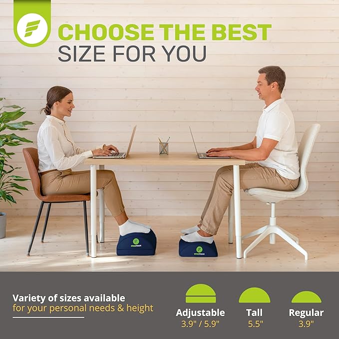 ErgoFoam Ergonomic Foot Rest Under Desk - Premium Velvet Soft Foam for Comfortable Rest; Navy Blue