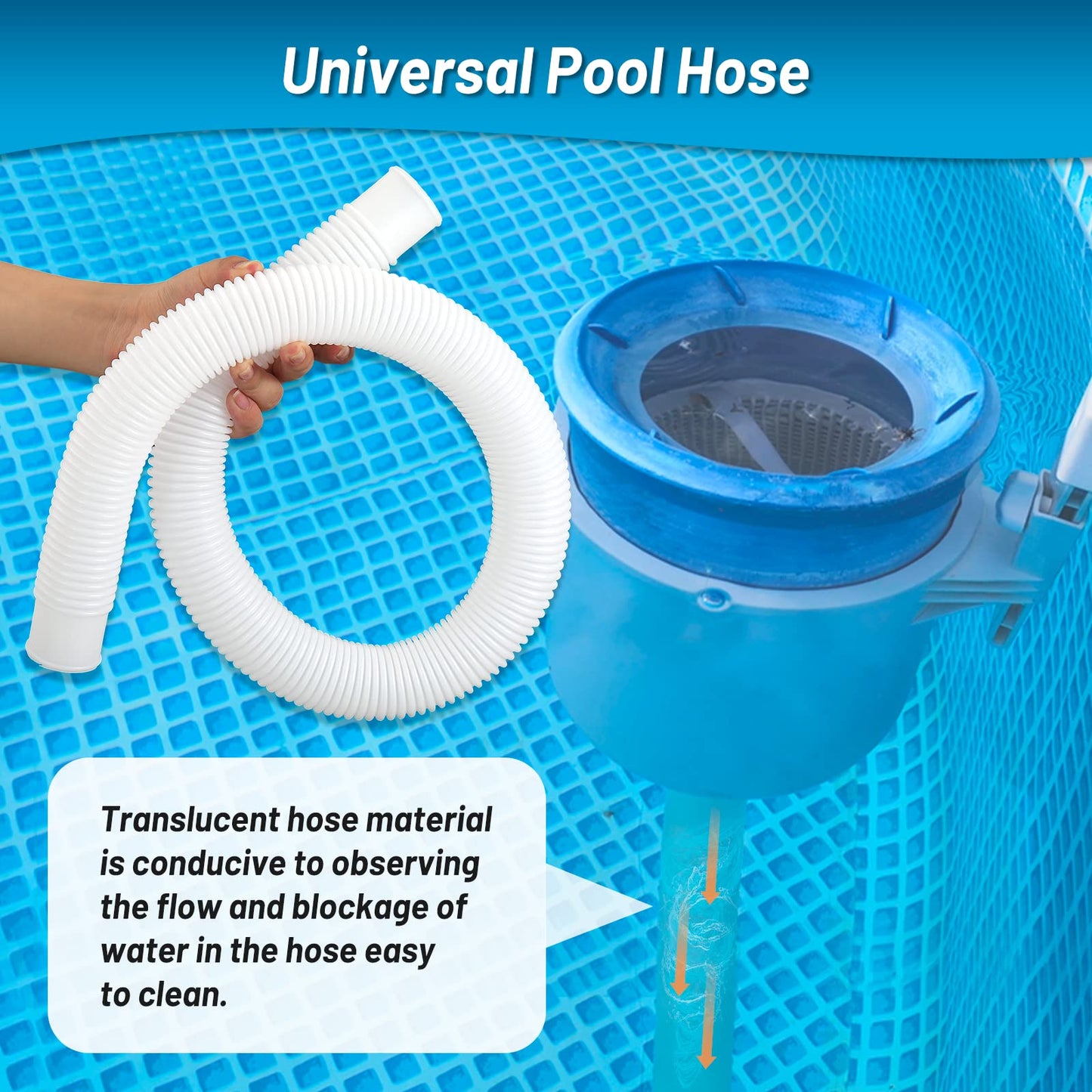 IDEASURE 1-1/4 Inch x 3ft Pool Hoses for Above Ground Pools, Compatible with In tex Coleman Summer Waves Pool Skimmer, Swimming Pools Return Hose Suction Hose, 2 Pack