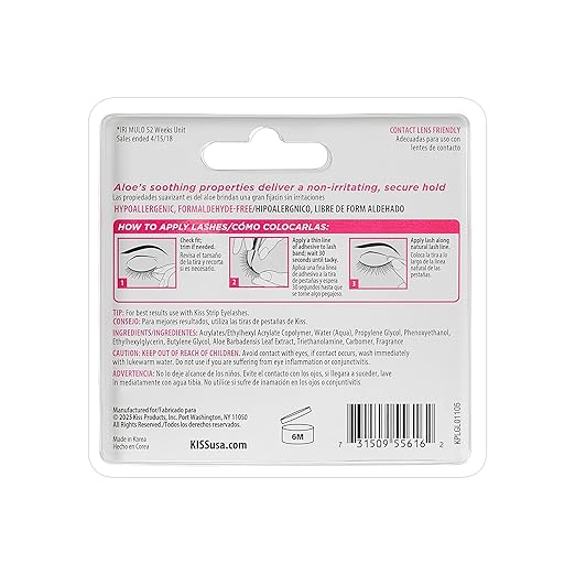Kiss Lash Adhesive, Lash Glue, 24hr Strip Eyelash Adhesive, Clear, Includes Lash Adhesive, Long Lasting Wear, Can Be Used with Strip Lashes and Lash Clusters