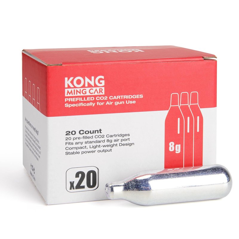 KONG MING CAR 8 Gram / 12 Gram CO2 Cartridges, Non-Threaded,High-Grade CO2 Cylinder CO2 Cartridges for Paintball Guns,Pellet Guns, BB Guns and Airsoft Guns (8G-20P)