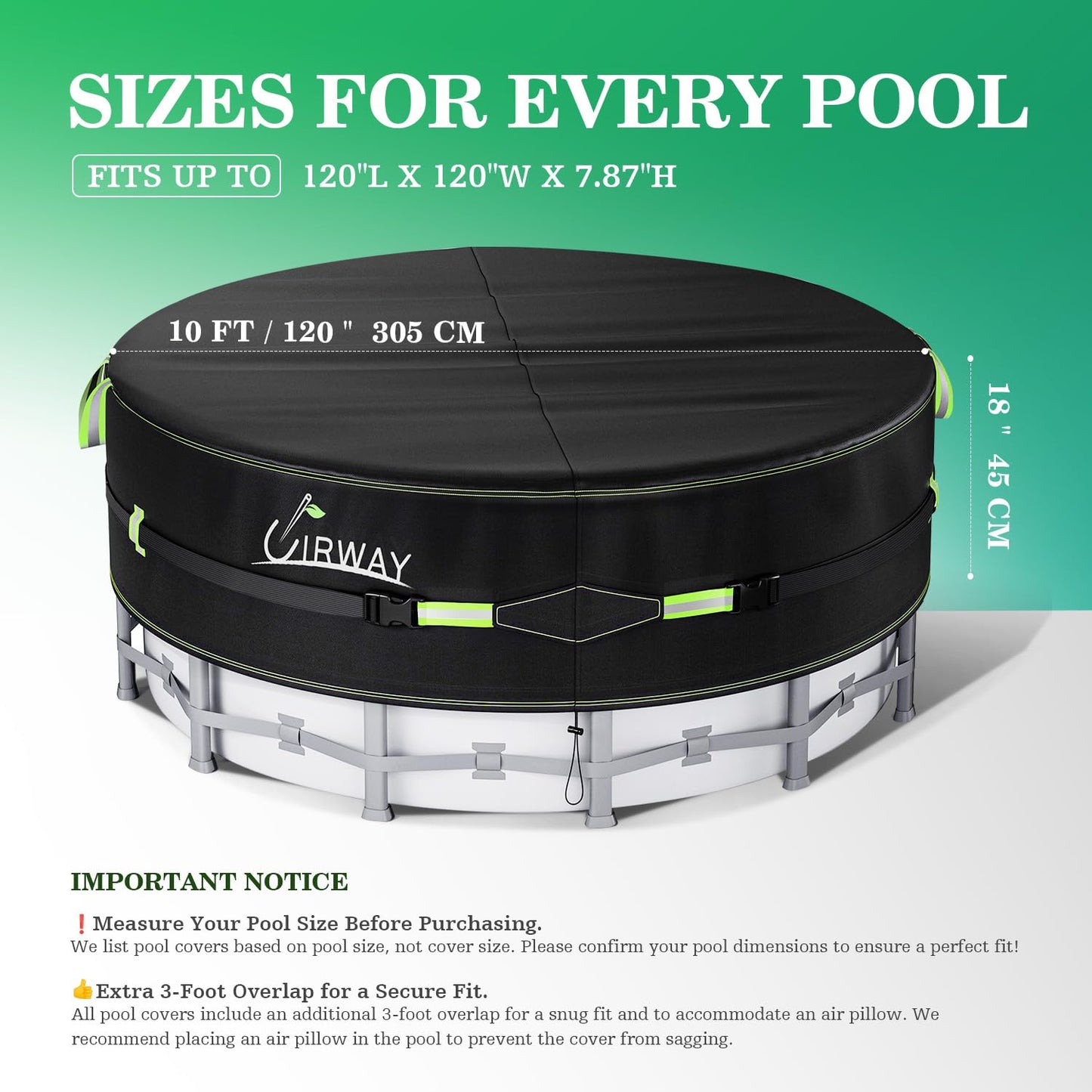 UIRWAY 14 Ft Round Pool Cover with Reflective Strips, Swimming Pool Cover for Above Ground Pools, Solar Cover Including Rope Tie and Luminous Ground Nails, PU Tarp Snug Fit for UV Protected