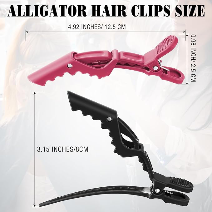 Havawish 12 Pcs Alligator Clips for Hair Styling Matte Alligator Crocodile Clips for Women Hair Sectioning(Black White Pink Brown)