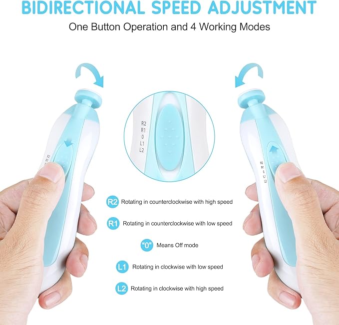 Baby Nail Trimmer Electric-12 in 1 Baby Nail Clippers Safe Baby Nail File Kit with a Nail Clipper, Scissor, Tweezers, and Nail Files