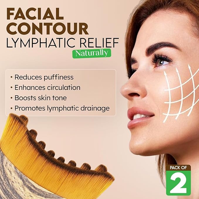 Lymphatic Contour Face Brush,Dry Lymphatic Contour Face Brush Soft Set,Lymphatic Drainage Massager for Face,Chin & Neck Relaxation,PortableBeauty Tool with Travel Case.Ã¯Â¼Â1PCSÃ¯Â¼Â