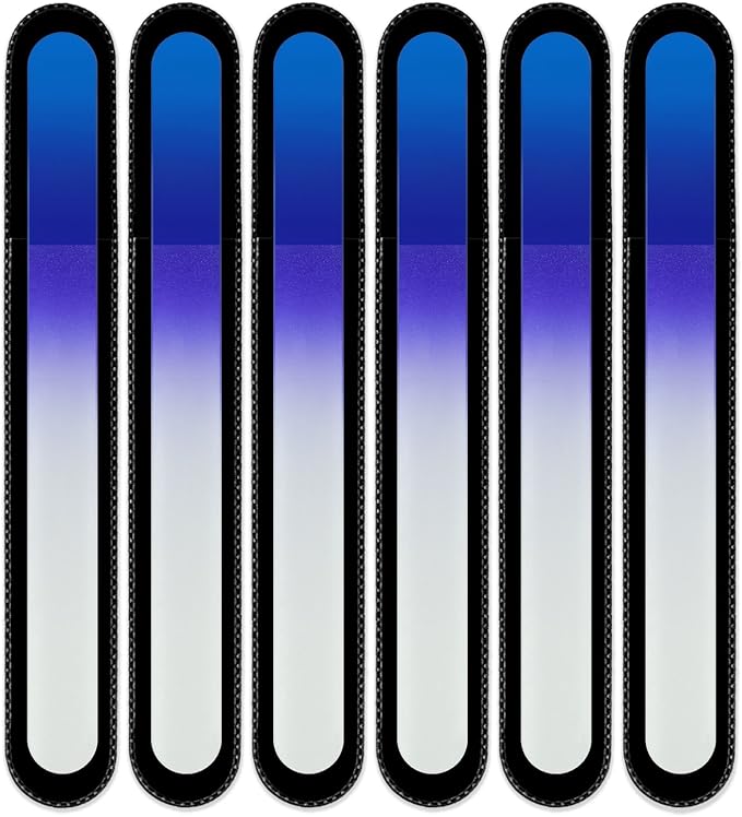 Mont Bleu Rainbow Crystal Nail File in Black Pouch - Large/Professional Size - Czech Tempered Glass - Handmade in Bohemia (Czech Republic)