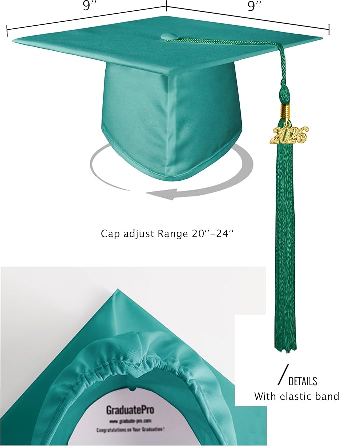 GraduatePro Matte Graduation Cap with 2026 Tassel for Adults High School and Bachelor Master 12 Colors