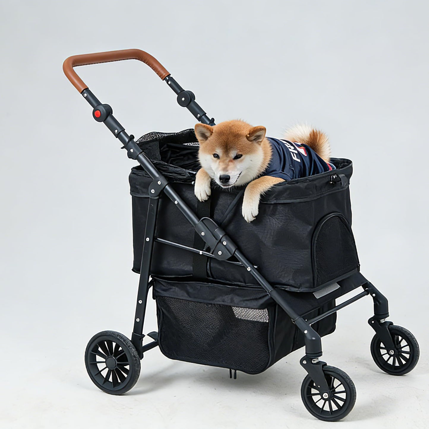 AAApex Atelier Medium Pet Stroller for Small & Medium Dogs, Double Dog Stroller for 2 Dogs, 80 Lbs Capacity Lightweight Integrated Design, Easy Setup Durable Pet Cart with Safe & Comfort Travel