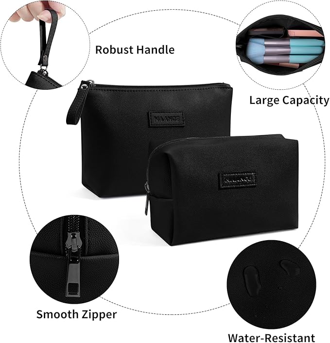 Cosmetic Bags for Women Small Makeup Bag for Purse Pu Leather Makeup Pouch Travel Makeup Bag with Zipper Make Up Bag for Travelling