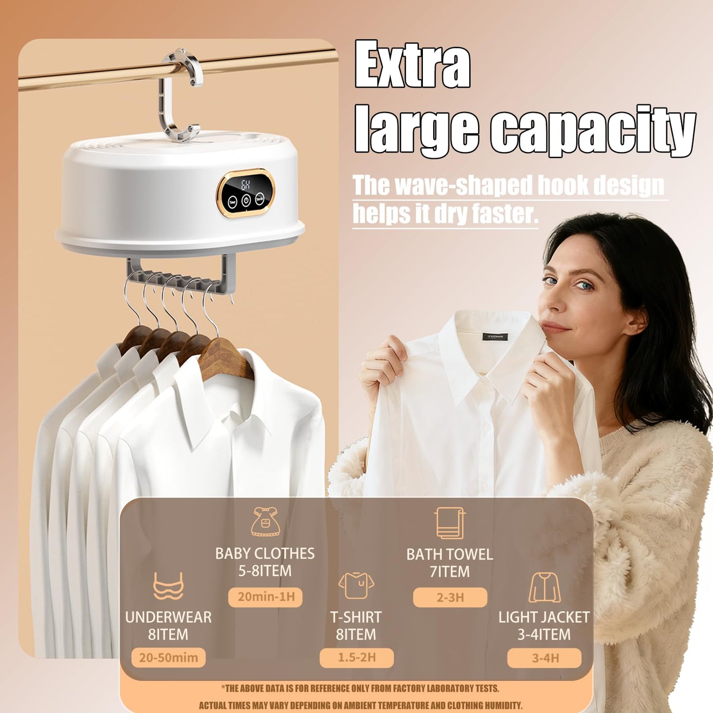 PXNTLA Travel Portable Dryer -Portable Folding Dryer, 5-Min Quick Preheat 6-Hour Continuous Drying, 10cm Foldable Mini Dryer for Apartments, RVs, Travel - Holds 8 Clothes