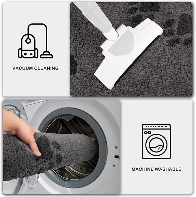 PURRUGS Dirt Trapping Door Mat 20" x 31.5", Non-Skid/Slip Machine Washable Microfiber Entrance Rug, Shoes Scraper, Dog Doormat, Super Absorbent Floor Mat for Muddy Wet Shoes and Paws, Grey