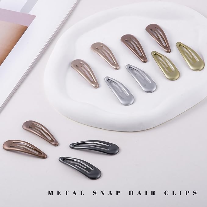 20 PCS Metal Snap Hair Clips Water Drop No Slip Barrettes for Women Bright Small Hair Clips For Thick And Thin Fine Hair,Metallic,1.97 x 0.5 In.