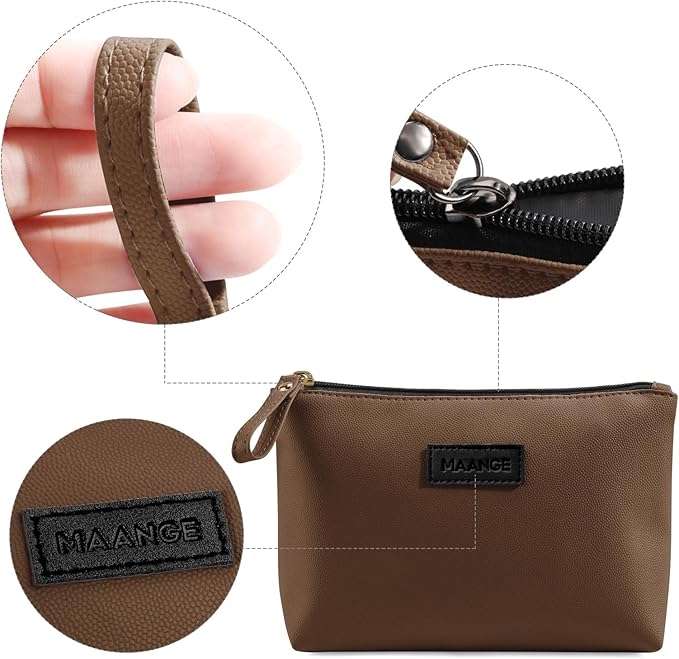 Cosmetic Bags for Women Small Makeup Bag for Purse Pu Leather Makeup Pouch Travel Makeup Bag with Zipper Make Up Bag for Travelling