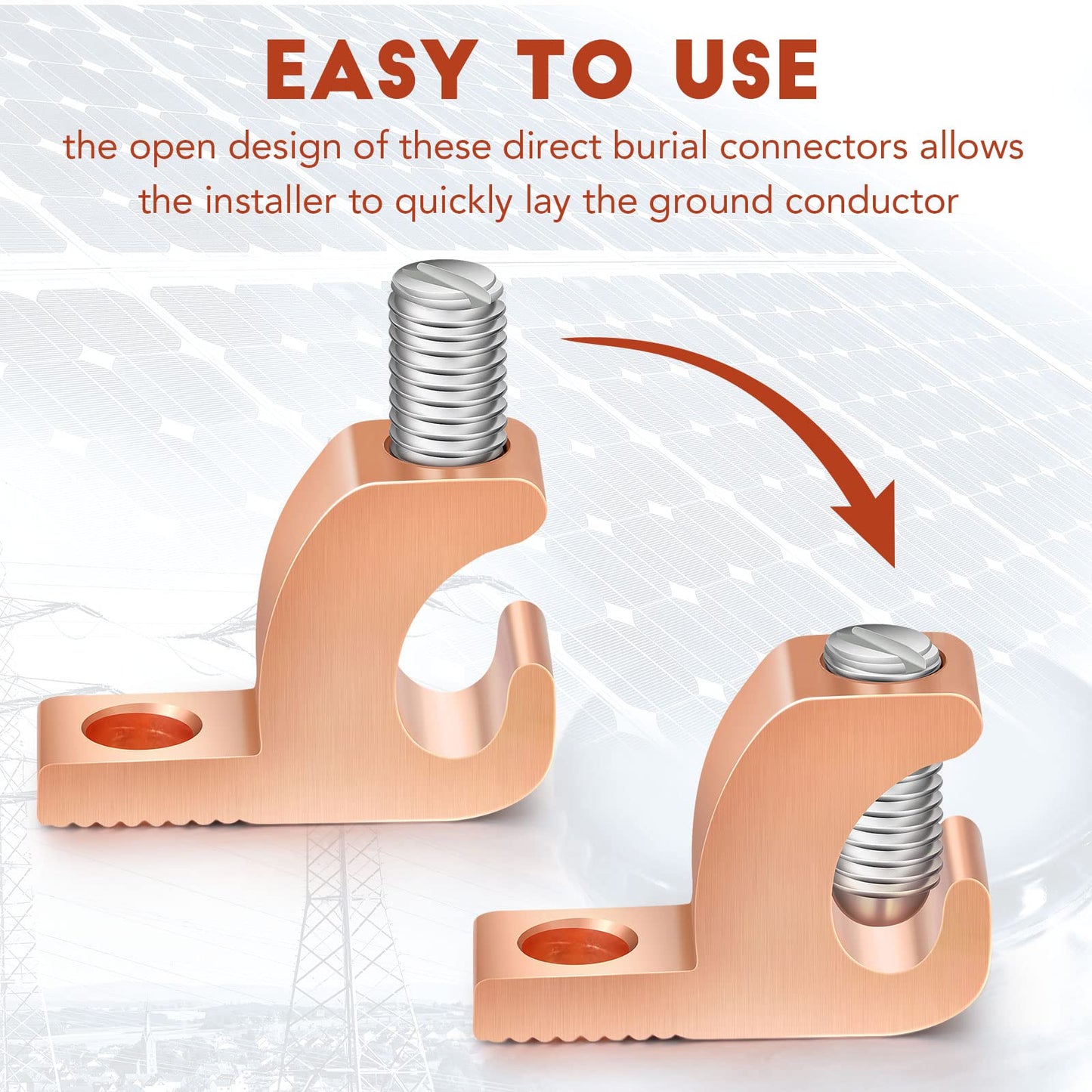 Landhoow 20 Pack Lay in Connector Pool Bonding Lug Copper Conductor Lay in Connector Copper Lay in Lugs AWG for Grounding Swimming Pool and Conduits, 4-14 Wire Range