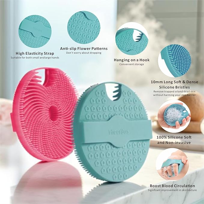 Soft Silicone Face Scrubber with Body Scrubber for Shower Gentle Exfoliating-Facial Exfoliator Scrubber Brushes for Sensitive Skin Deep Cleansing- Gift Women Men Skin Care Tool