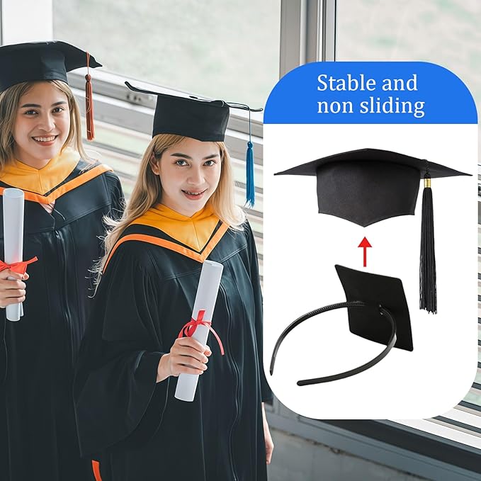Pvoiue Graduation Cap Headband Insert, Grad Caps Headband Insert, Adjustable, Secures Cap and Keeps Hairstyle, Upgraded Interior Design, Simple and Practical Anti-Fall Hairband for Graduation