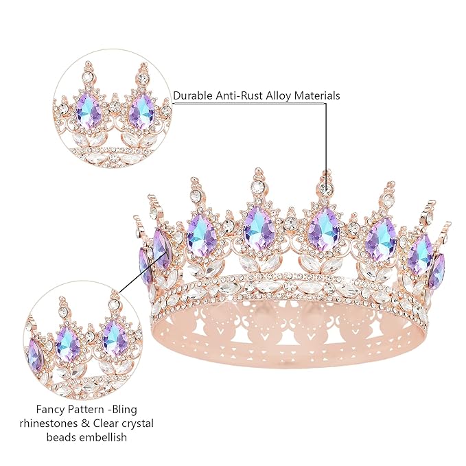 YOUlDIANZI Queen Crown Rhinestone Wedding Crowns and Tiaras for Women Costume Party Hair Accessories Princess Birthday Crown Crystal Bridal Crowns