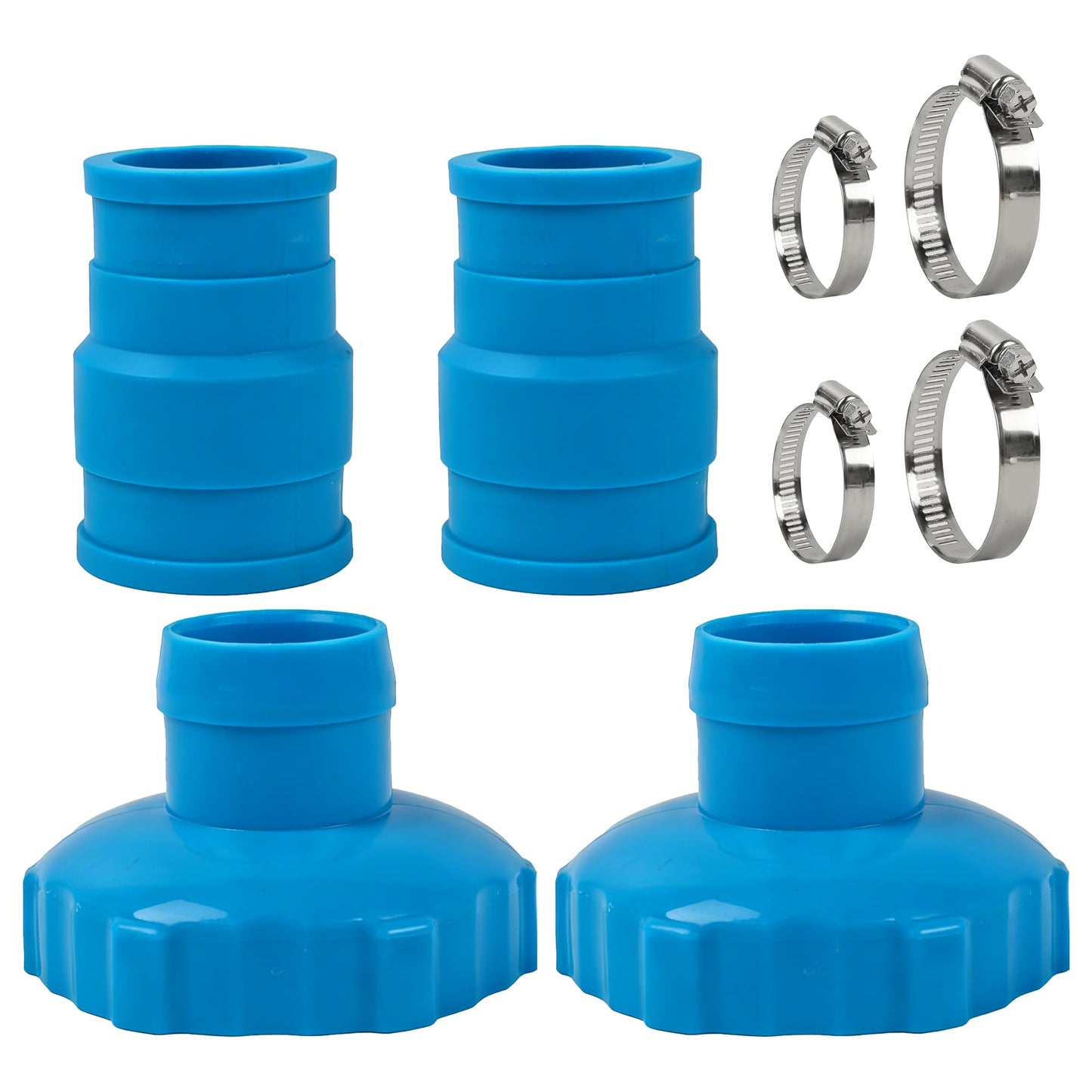 TonGass Pool Vacuum Hose Adapter Kit Compatible with Intex Adapter B – 1.5" to 1.25" Pool Hoses Connector with Stainless Steel Clamps for Above Ground Pool Skimmer & Filter Pump Hoses – 2 Set