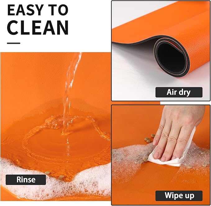 Dog Food Mat - Absorbent Cat Mat for Food and Water, No Stains Pet Feeding Bowl Mat, Easy to Clean Pet Placemats, Quick Dry Dog Water Dispenser Mat for Messy Drinkers | Orange 16"x 24"