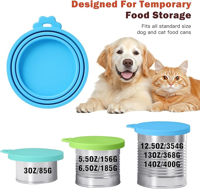 8 PACK Can Lids, Pet Food Can Cover and Food Mixing Spoons Food Canned Scoop, Fits Most Standard Size Dog and Cat Can Tops for Pet Cat Dog Feeding Can and Wet Food Storage