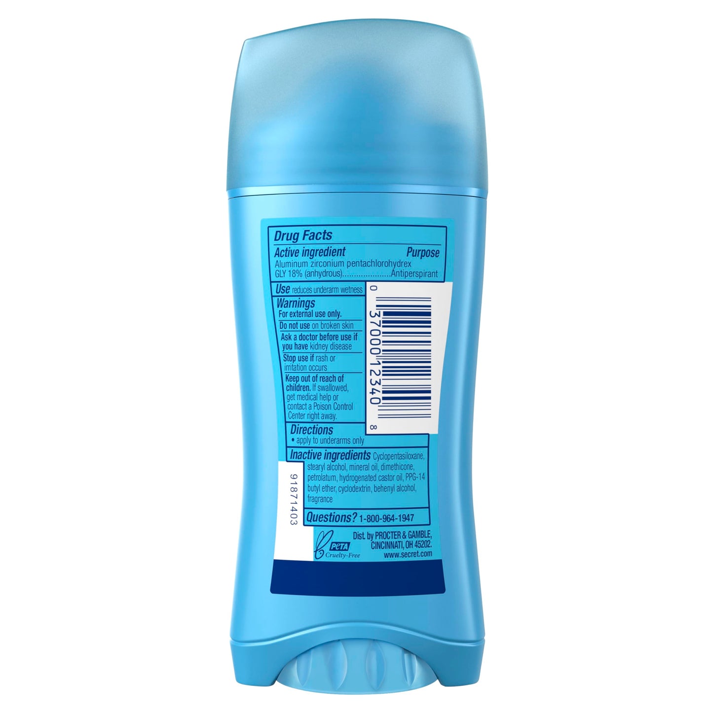 Secret Invisible Solid Antiperspirant Deodorant, Unscented - 2.6 oz - 2 pk