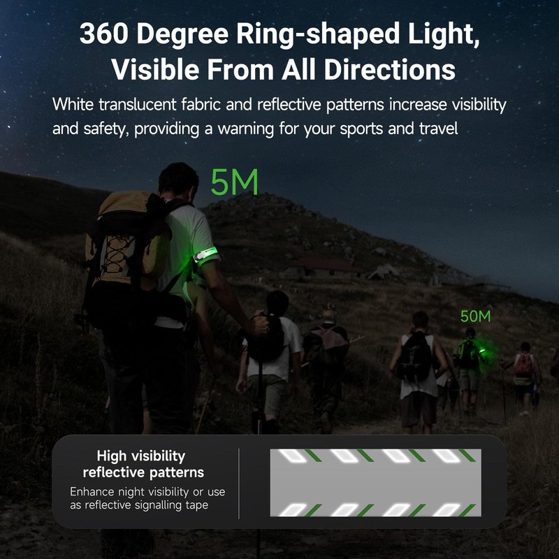 NEXTORCH LED Slap Armband Lights Rechargeable Night Safety Running Wristband Lights, Reflective Straps LED Blue Orange Green Flasing Glow Bracelet for Runners Bicycling Night Pet Walking (1 Pack)