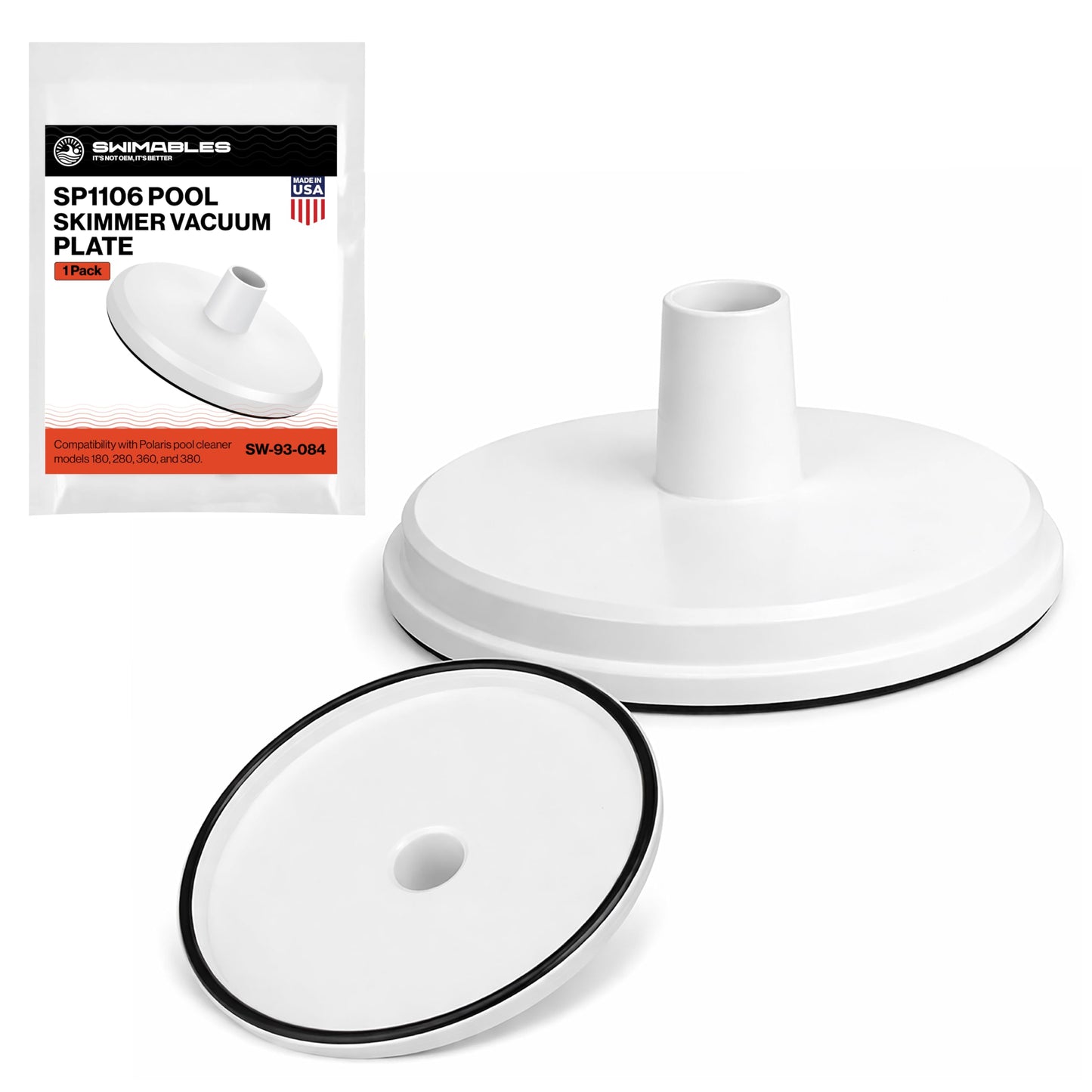 Swimables SP1106 Pool Skimmer Vacuum Plate Compatible with Hayward SP1082 SP1084 SP1085 SP1075-7-29/32” Skim Vac Plate with 1-1/2” Hose Adapter for In-Ground Pools Skimmer Replacement Parts