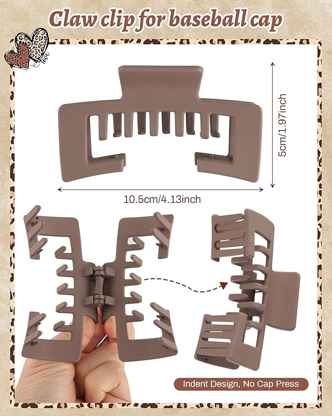 Hat-Friendly Claw Clips for Baseball Caps - 4 Pcs Trucker Hat Hair Clips for Women, Claw Clips for Thick Hair Hat Hairstyles, Gifts Hair Accessories